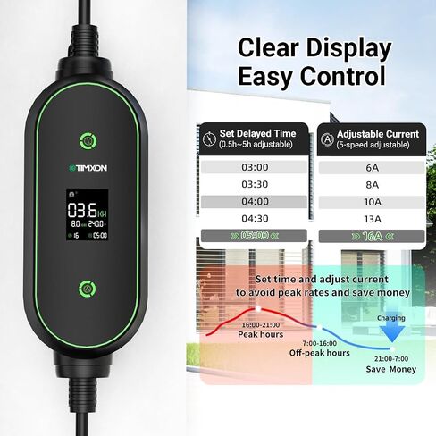 شاحن محمول بمستوى 1/2 EV لشاحن Tesla 16Amp، 240V 25ft كابل منزلي للسيارة الكهربائية EV، محول NEMA 6-20P إلى 5-15P، موصل NACS للهاتف المحمول متوافق مع جميع موديلات Tesla، مدرج في قائمة ETL in Kuwait
