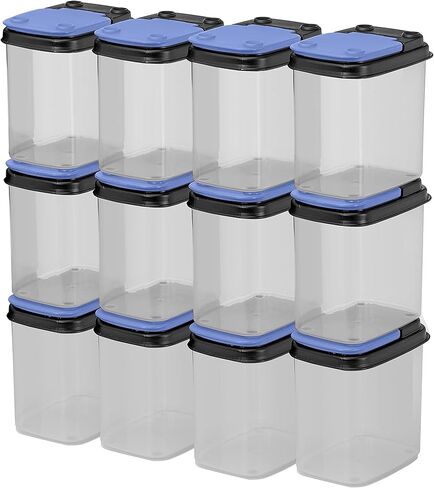 Buddeez Multi-Purpose Hardware Storage Bins Bits and Bolts Small Storage Containers, Hardware Organizers, Clear Containers With Blue Stackable Lids, Bolt and Screw Organizer (1 Quart - 12 Pack) in Saudi Arabia