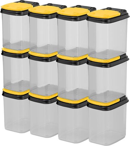 Buddeez Multi-Purpose Hardware Storage Bins Bits and Bolts Small Storage Containers, Hardware Organizers, Clear Containers With Blue Stackable Lids, Bolt and Screw Organizer (1 Quart - 12 Pack) in Saudi Arabia
