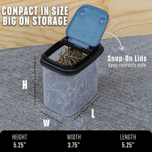 Buddeez Multi-Purpose Hardware Storage Bins Bits and Bolts Small Storage Containers, Hardware Organizers, Clear Containers With Blue Stackable Lids, Bolt and Screw Organizer (1 Quart - 12 Pack) in Saudi Arabia