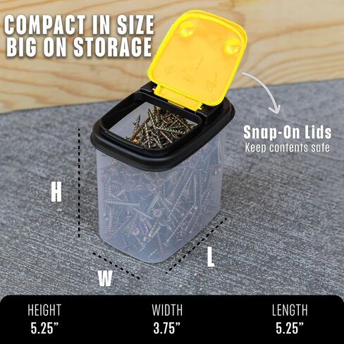 Buddeez Multi-Purpose Hardware Storage Bins Bits and Bolts Small Storage Containers, Hardware Organizers, Clear Containers With Blue Stackable Lids, Bolt and Screw Organizer (1 Quart - 12 Pack) in Saudi Arabia