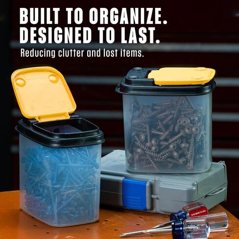 Buddeez Multi-Purpose Hardware Storage Bins Bits and Bolts Small Storage Containers, Hardware Organizers, Clear Containers With Blue Stackable Lids, Bolt and Screw Organizer (1 Quart - 12 Pack) in Saudi Arabia