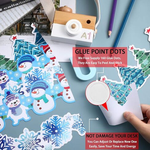 Zonon 69 ft Winter Bulletin Board Border Trim Christmas Wave Removable Blackboard Chalkboard Bulletin Border Christmas Tree Snowman Snowflake Sticker for Party Holiday School Classroom Wall Decor in Saudi Arabia