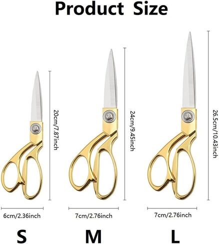 1PC Professional Tailor Shears Heavy Duty Sharp Stainless Steel Blades Gold Tone Ergonomic Handles for Sewing, Dressmaking and Upholstery, Gold, L in Saudi Arabia
