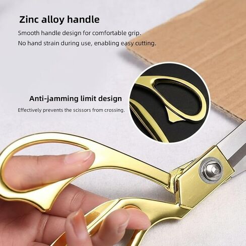 1PC Professional Tailor Shears Heavy Duty Sharp Stainless Steel Blades Gold Tone Ergonomic Handles for Sewing, Dressmaking and Upholstery, Gold, L in Saudi Arabia