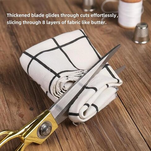 1PC Professional Tailor Shears Heavy Duty Sharp Stainless Steel Blades Gold Tone Ergonomic Handles for Sewing, Dressmaking and Upholstery, Gold, L in Saudi Arabia