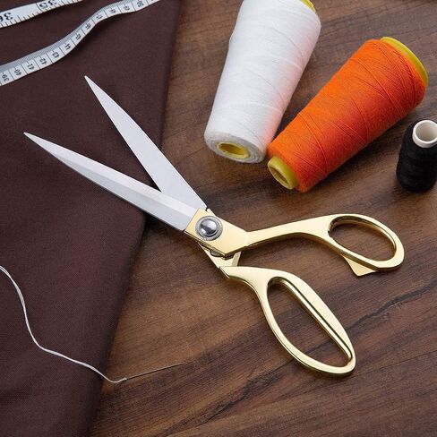 1PC Professional Tailor Shears Heavy Duty Sharp Stainless Steel Blades Gold Tone Ergonomic Handles for Sewing, Dressmaking and Upholstery, Gold, L in Saudi Arabia