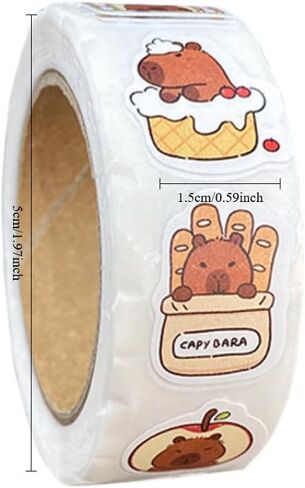 1 Roll 500 PCS Cute Capybara Cartoon Decorative Tapes Adhesive Stickers, for DIY Decorative Notebook，A Gift for Handbook Lovers in Saudi Arabia