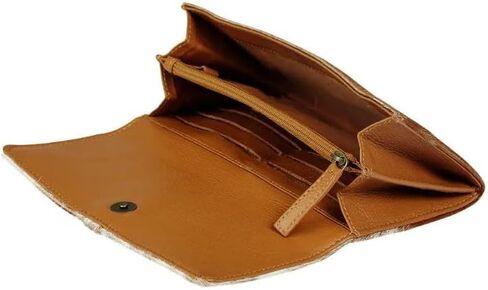 Myra Bag Cookie Crunch Leather And Cowhide Wallet Lightweight,Spacious Upcycled Cowhide & Leather S-2715 in Saudi Arabia