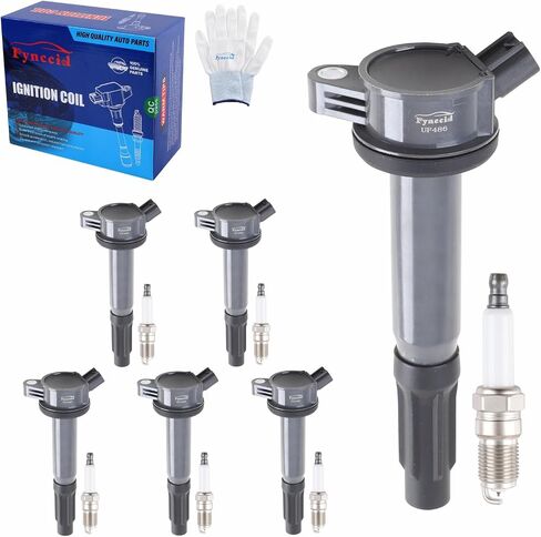 UF486 High-Performance Ignition Coil Pack and Iridium Spark Plugs Set of 6 for 3.0L V6 Engines - Compatible with Ford Fusion, Mercury Milan, Mazda Tribute, Lincoln Zephyr (UF486+Spark Plugs) in Kuwait