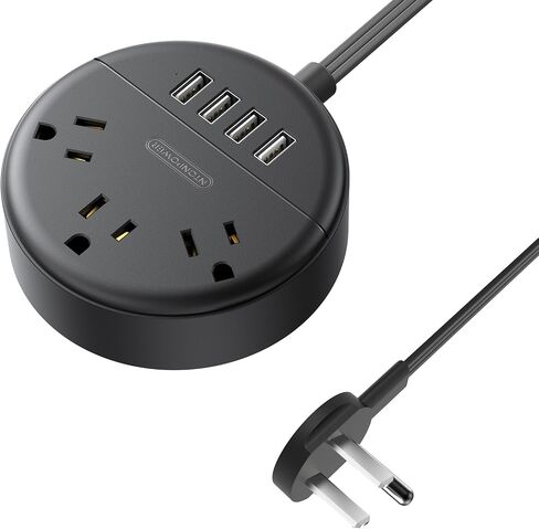 Flat Plug Power Strip with USB Ports, NTONPOWER Nightstand Desktop Charging Station with 5ft Extension Cord, Wall Mount with 3 Outlet 4 USB(1 USB C), Small Size for Travel Home Office Dorm Room, Black in Kuwait