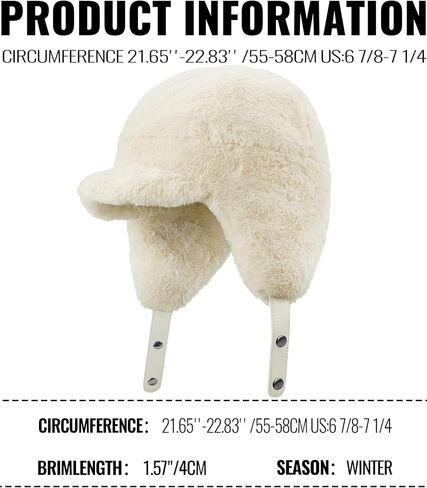 Croogo Fluffy Trapper Hats with Visor Women Winter Ear Flap Ski Cap Faux Fur Russian Ushanka Hat Windproof Eskimo Aviator Hat in Saudi Arabia