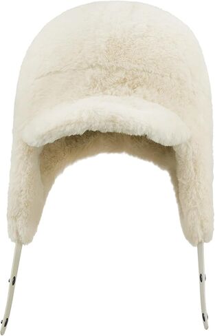 Croogo Fluffy Trapper Hats with Visor Women Winter Ear Flap Ski Cap Faux Fur Russian Ushanka Hat Windproof Eskimo Aviator Hat in Saudi Arabia
