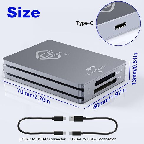 USB C 7 in 1 SD Card Reader Multi Memory Card Reader, USB C 3.1 Card Hub Adapter 5Gbps Read 5 Cards Simultaneously, CF Card Reader Supports SD/TF/XD/SDHC/SDXC/Micro SD/MMC/Micro SDXC/MS Pro Duo/CF in Saudi Arabia