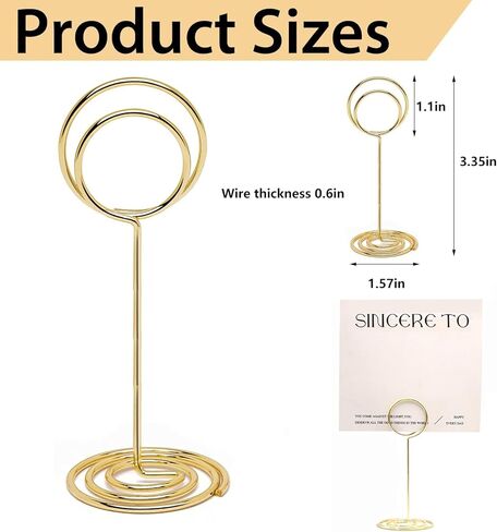 20 قطعة من حاملات أرقام الطاولة، حامل بطاقات المكان، حاملات لافتات الطاولة لحفلات الزفاف وحفلات التخرج وحفلات الاستقبال والمطاعم والمنزل والصور والمكاتب (ذهبي، 3.35 بوصة) in Kuwait