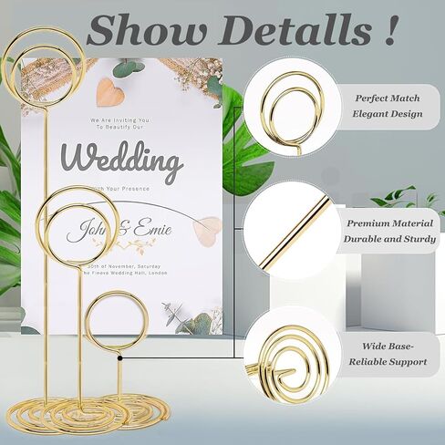 20 قطعة من حاملات أرقام الطاولة، حامل بطاقات المكان، حاملات لافتات الطاولة لحفلات الزفاف وحفلات التخرج وحفلات الاستقبال والمطاعم والمنزل والصور والمكاتب (ذهبي، 3.35 بوصة) in Kuwait