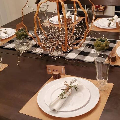 30 Pcs Rustic Wood Place Card Holders Circular Table Numbers Holder Stand Wooden Bark Memo Holder Card Photo Picture Note Clip Holders and Kraft Place Cards Bulk Wedding Party Table Number Sign in Saudi Arabia
