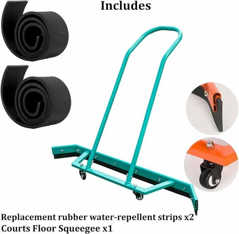 Floor Squeegee, Aluminium Alloy Sport Tennis Court Wiper with Wheels, Professional Squeegees Floor Water Remover with Additional 2 EVA Foam Blade, for Hard or Concrete Tile Floor, Green in Saudi Arabia