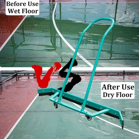 Tennis Court Wiper Broom, Large Court Water Pusher, Aluminium Alloy Sport Tennis Court Squeegee with Wheels & Additional 2 EVA Foam Blade, for Hard or Concrete Tile Floor(Orange) in Saudi Arabia