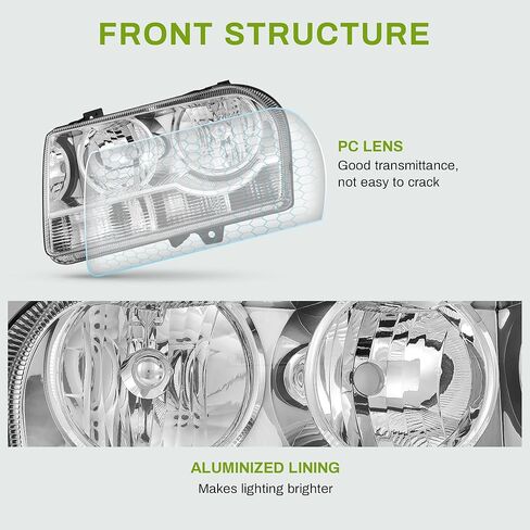 مجموعة المصابيح الأمامية AUTOSAVER88 متوافقة مع 2007-2011 Honda CRV CR-V، غطاء أمامي من الكروم مع عاكس كهرماني (جانب السائق والراكب) in Kuwait