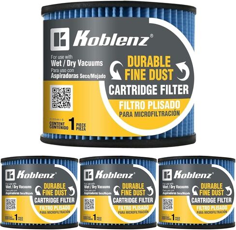 Koblenz Fine Dust Cartridge Filter, Original Replacement Disposable Filter for Wet and Dry Vacuum Cleaner, Fits 5 to 16 Gallon, Easy to Install, 45-1170-00-5 in Saudi Arabia