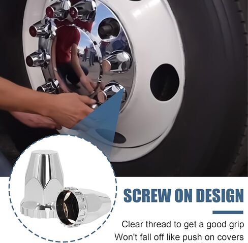 Wadoy 33mm Push On Lug Nut Covers 60 Pack, 33mm X 2-5/8" Plastic Bullet Nut Covers with Chrome Plated Semi Truck Lug Nut Covers in Kuwait