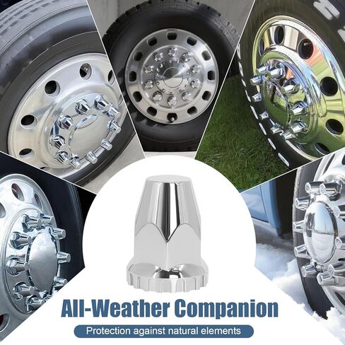 Wadoy 33mm Push On Lug Nut Covers 60 Pack, 33mm X 2-5/8" Plastic Bullet Nut Covers with Chrome Plated Semi Truck Lug Nut Covers in Kuwait