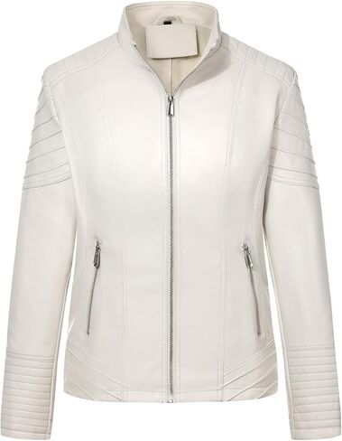 Geschallino Women's Faux Leather Jacket Plus Size Motorcycle Biker Clothes Outfits Short Fashion PU Coat (1X-5X) in Kuwait