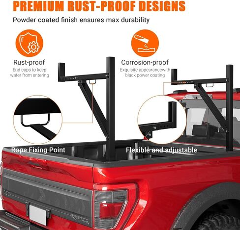 Ladder Rack for Pickup Load 250 lbs,44.5"-49.5" Adjustable Height, 19"-34 "Retractable Width Steel Ladder Rack for Truck,Ladder Stand,for Kayak, Surfboard, Construction Wood, Ladder in Saudi Arabia
