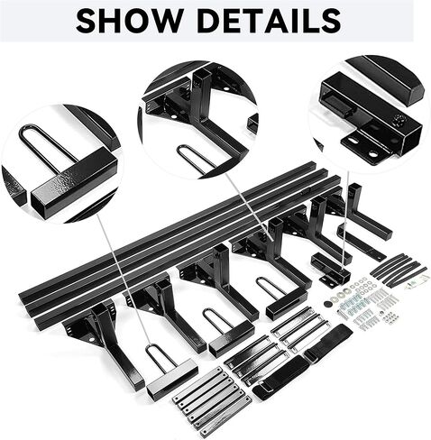 Universal 750LBS Capacity Van Ladder Rack Full-Size 68"-75" Compatible with Chevrolet Express 1500 2500 3500 Ford E150 250 350 GMC Savana 3 Bars Roof Rack Steel Cross Members (Black) in Saudi Arabia