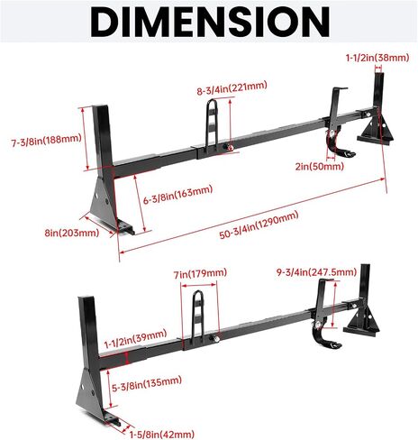 Universal 750LBS Capacity Van Ladder Rack Full-Size 68"-75" Compatible with Chevrolet Express 1500 2500 3500 Ford E150 250 350 GMC Savana 3 Bars Roof Rack Steel Cross Members (Black) in Saudi Arabia
