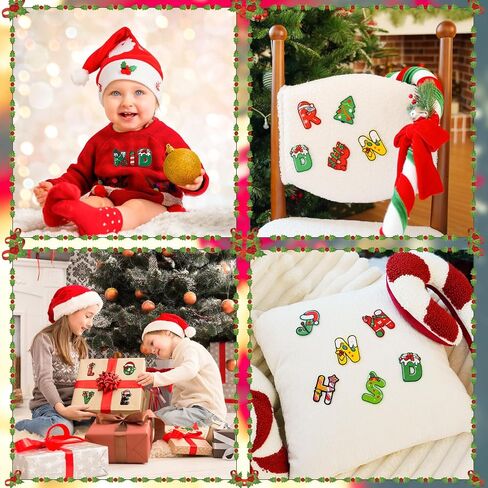 26PCS Christmas Iron on Patches A-Z Iron On Christmas Chenille Letter Patches Cute Adhesive Christmas Stickers Heat Transfer Repair Patch for Clothes Sew on Varsity Patches Alphabet Xmas Gifts, Green in Saudi Arabia