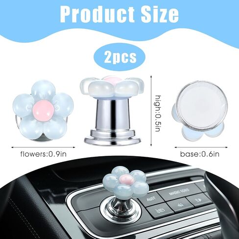 2Pcs Push to Start Button Cover for Women, Car Start Button Cover Cute Flower Car Buttons Covers Vehicle Pink Decor for Truck SUV Sedan (Transparent Pink) in Saudi Arabia