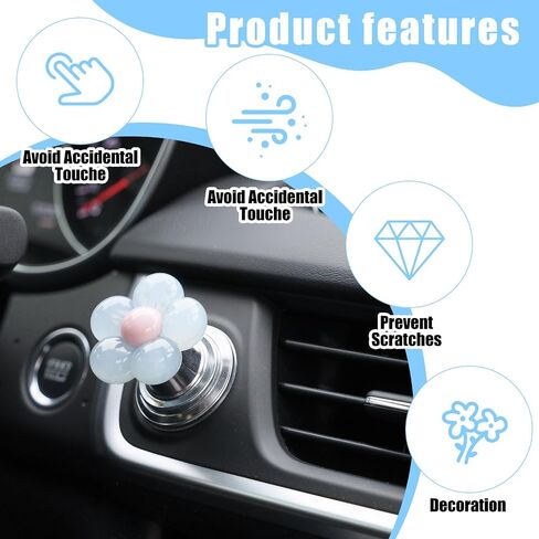 2Pcs Push to Start Button Cover for Women, Car Start Button Cover Cute Flower Car Buttons Covers Vehicle Pink Decor for Truck SUV Sedan (Transparent Pink) in Saudi Arabia