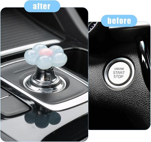 2Pcs Push to Start Button Cover for Women, Car Start Button Cover Cute Flower Car Buttons Covers Vehicle Pink Decor for Truck SUV Sedan (Transparent Pink) in Saudi Arabia