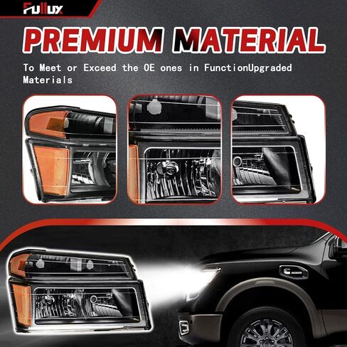 Headlights Assembly for Chevy Colorado 04-12 & GMC Canyon 04-12 Replacements Amber Reflector Black Housing in Kuwait
