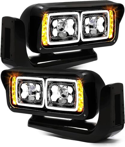HECASA LED Headlights Compatible with Peterbilt 357 359 365 367 378 379 389 567 Head Lamps w/Mounting Arms Clear Lens Black Housing Driver & Passenger Side in Saudi Arabia