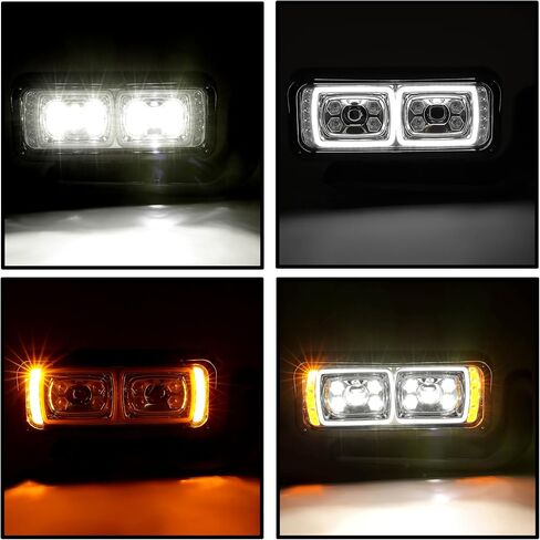 HECASA LED Headlights Compatible with Peterbilt 357 359 365 367 378 379 389 567 Head Lamps w/Mounting Arms Clear Lens Black Housing Driver & Passenger Side in Saudi Arabia