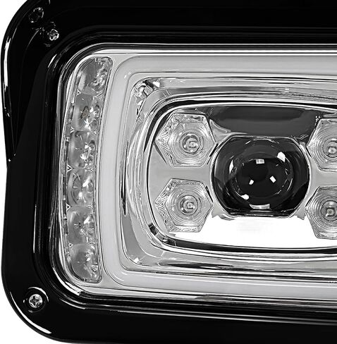 HECASA LED Headlights Compatible with Peterbilt 357 359 365 367 378 379 389 567 Head Lamps w/Mounting Arms Clear Lens Black Housing Driver & Passenger Side in Saudi Arabia