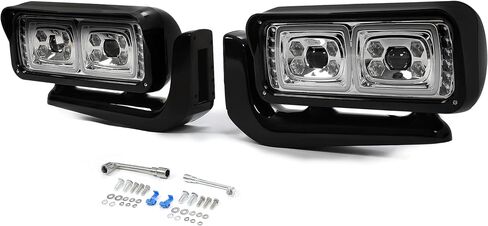 HECASA LED Headlights Compatible with Peterbilt 357 359 365 367 378 379 389 567 Head Lamps w/Mounting Arms Clear Lens Black Housing Driver & Passenger Side in Saudi Arabia