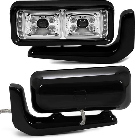 HECASA LED Headlights Compatible with Peterbilt 357 359 365 367 378 379 389 567 Head Lamps w/Mounting Arms Clear Lens Black Housing Driver & Passenger Side in Saudi Arabia