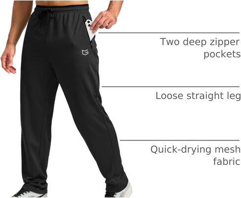 G Gradual Men's Sweatpants Open Bottom, Workout Pants with Zip Pockets Mesh Lightweight for Running, Athletic, Lounge (2PCS: Blackcamo/Grey, Medium) in Saudi Arabia