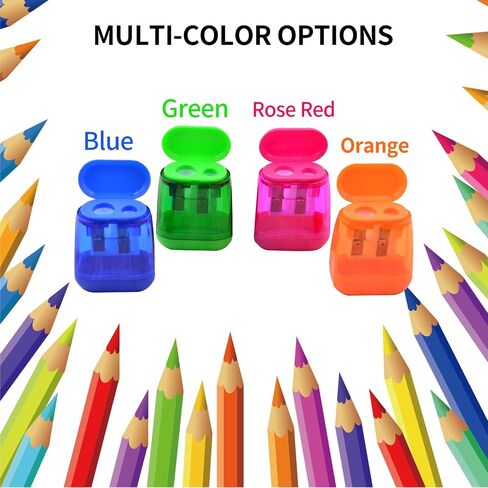 Pencil Tool, 4 Piece Manual Pencil Sharpener, Double Hole Compact Coloured Hand Held Pencil Tool with Cap in Saudi Arabia
