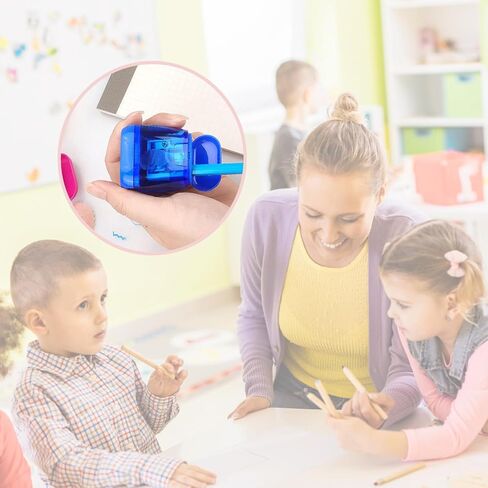Pencil Tool, 4 Piece Manual Pencil Sharpener, Double Hole Compact Coloured Hand Held Pencil Tool with Cap in Saudi Arabia