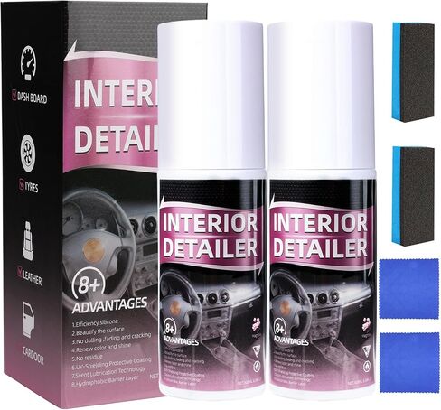 Car Interior Cleaner,Polishing Cleaner,Interior Detailer Spray,Deep Cleaner Polishing,Plastic Clarify,Tire Cleaner,Suitable for Cleaning Rubber,Plastic,Leather Surfaces Inside The Car (2Pcs) in Saudi Arabia