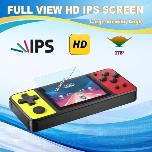 32 Bit Handheld Games for Kids Built-in 139 Video Games,3.0" IPS Screen Rechargeable Portable Arcade Gaming Player,Electronic Toys for Boys Girls Birthday Xmas Gift Blue-Red in Saudi Arabia