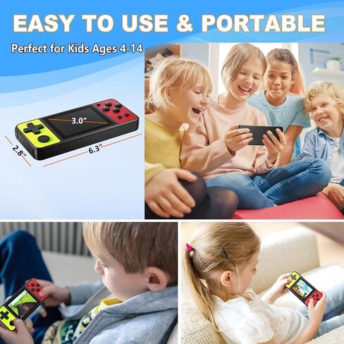 32 Bit Handheld Games for Kids Built-in 139 Video Games,3.0" IPS Screen Rechargeable Portable Arcade Gaming Player,Electronic Toys for Boys Girls Birthday Xmas Gift Blue-Red in Saudi Arabia