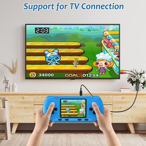 Handheld Game for Kids - Preloaded 258 Retro Video Games & 3 Cartridges, 3.0" HD LCD Screen, Portable Gaming Player with Rechargeable Battery, Birthday Xmas Gift for Boys Girls 4-12, Blue in Saudi Arabia