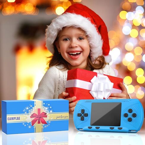 Handheld Game for Kids - Preloaded 258 Retro Video Games & 3 Cartridges, 3.0" HD LCD Screen, Portable Gaming Player with Rechargeable Battery, Birthday Xmas Gift for Boys Girls 4-12, Blue in Saudi Arabia