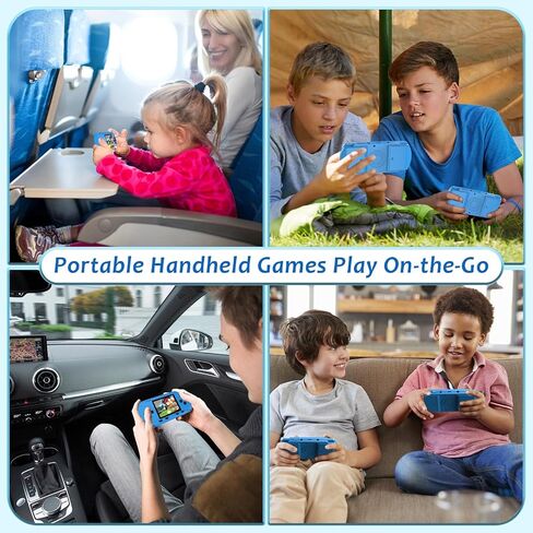 Handheld Game for Kids - Preloaded 258 Retro Video Games & 3 Cartridges, 3.0" HD LCD Screen, Portable Gaming Player with Rechargeable Battery, Birthday Xmas Gift for Boys Girls 4-12, Blue in Saudi Arabia